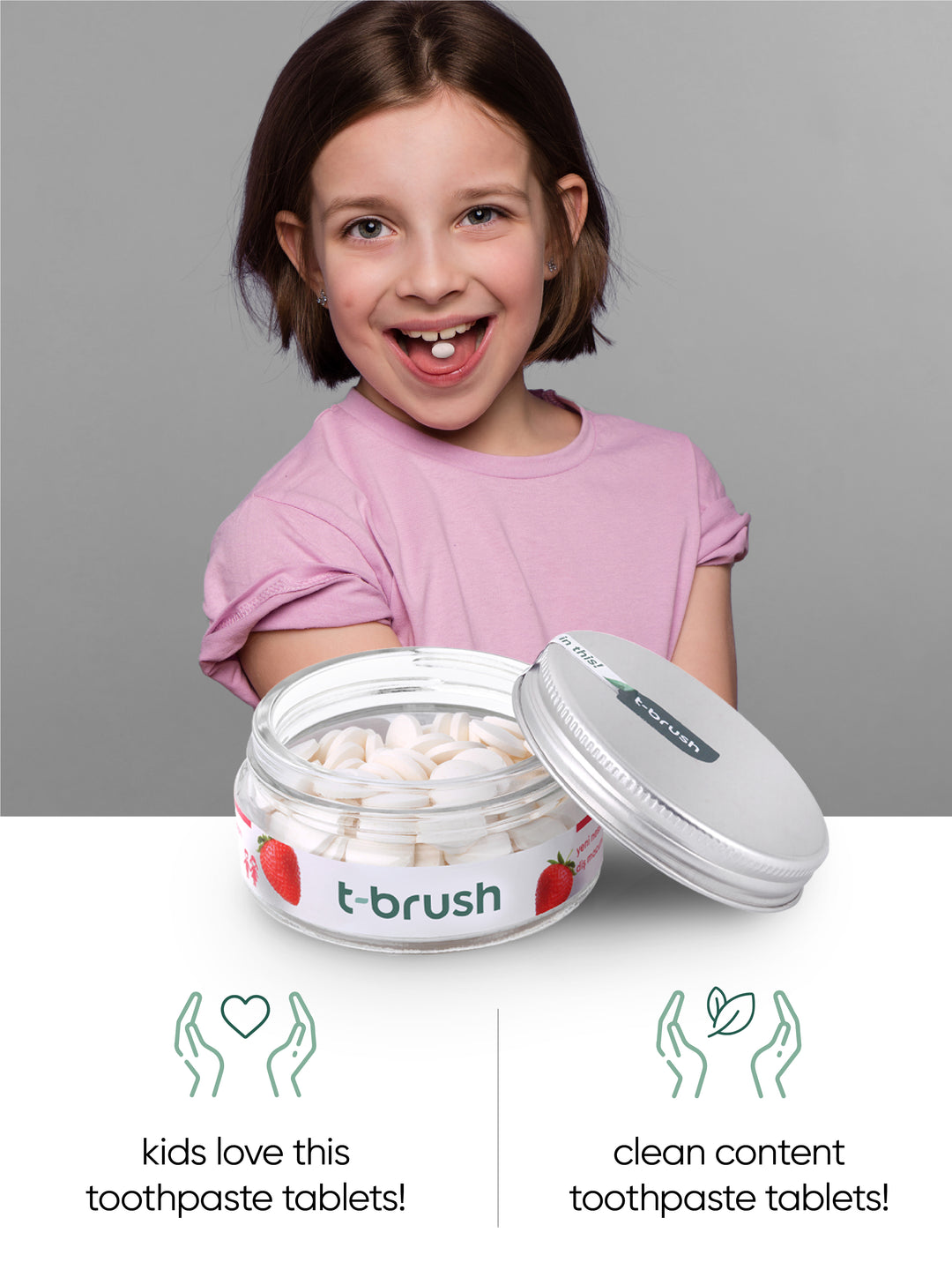 Aardbeiensmaak Tandpasta Tabletten - Met Fluoride