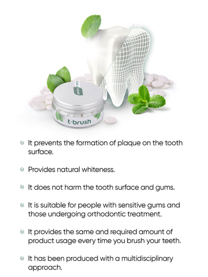 t-brush Mint Tandpasta Tabletten, teknische tekening