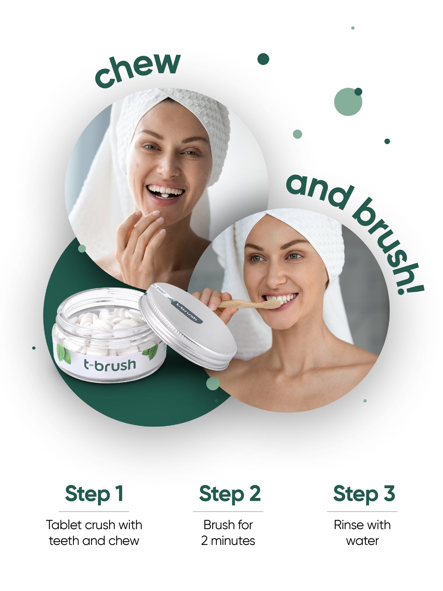 t-brush Mint Tandpasta Tabletten, op model