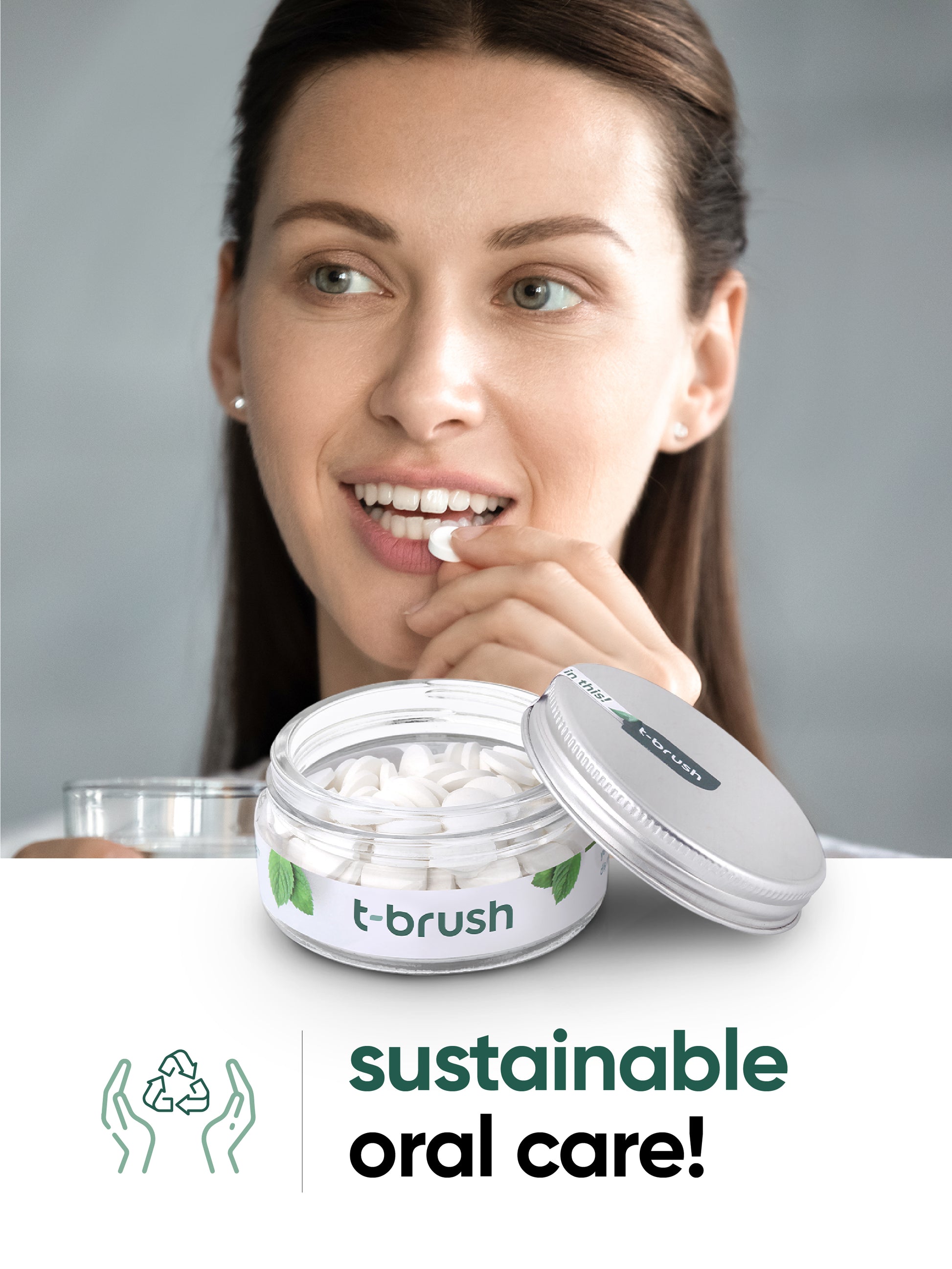 t-brush Mint Tandpasta Tabletten, op model2