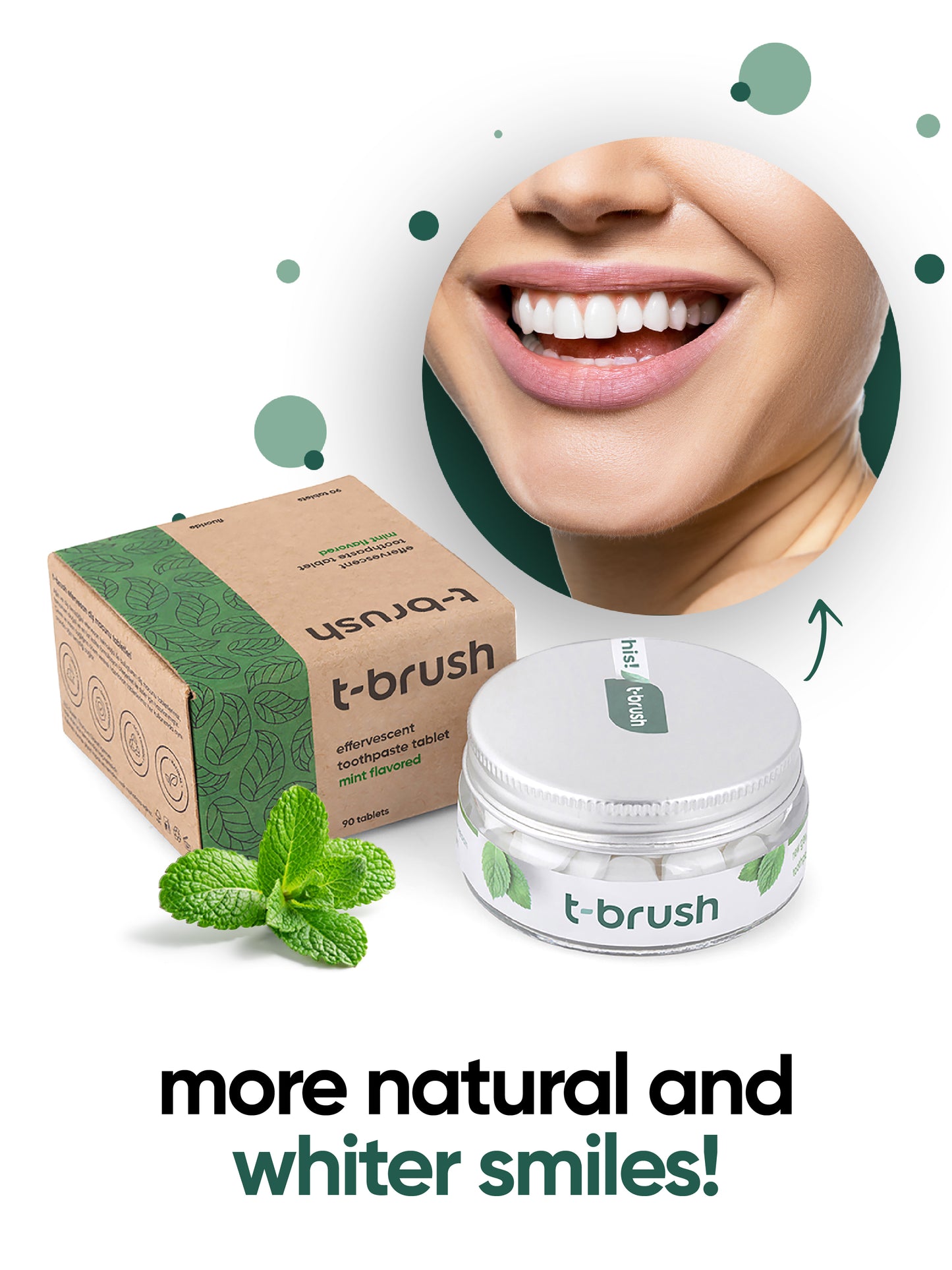 t-brush Mint Tandpasta Tabletten, in verpakking
